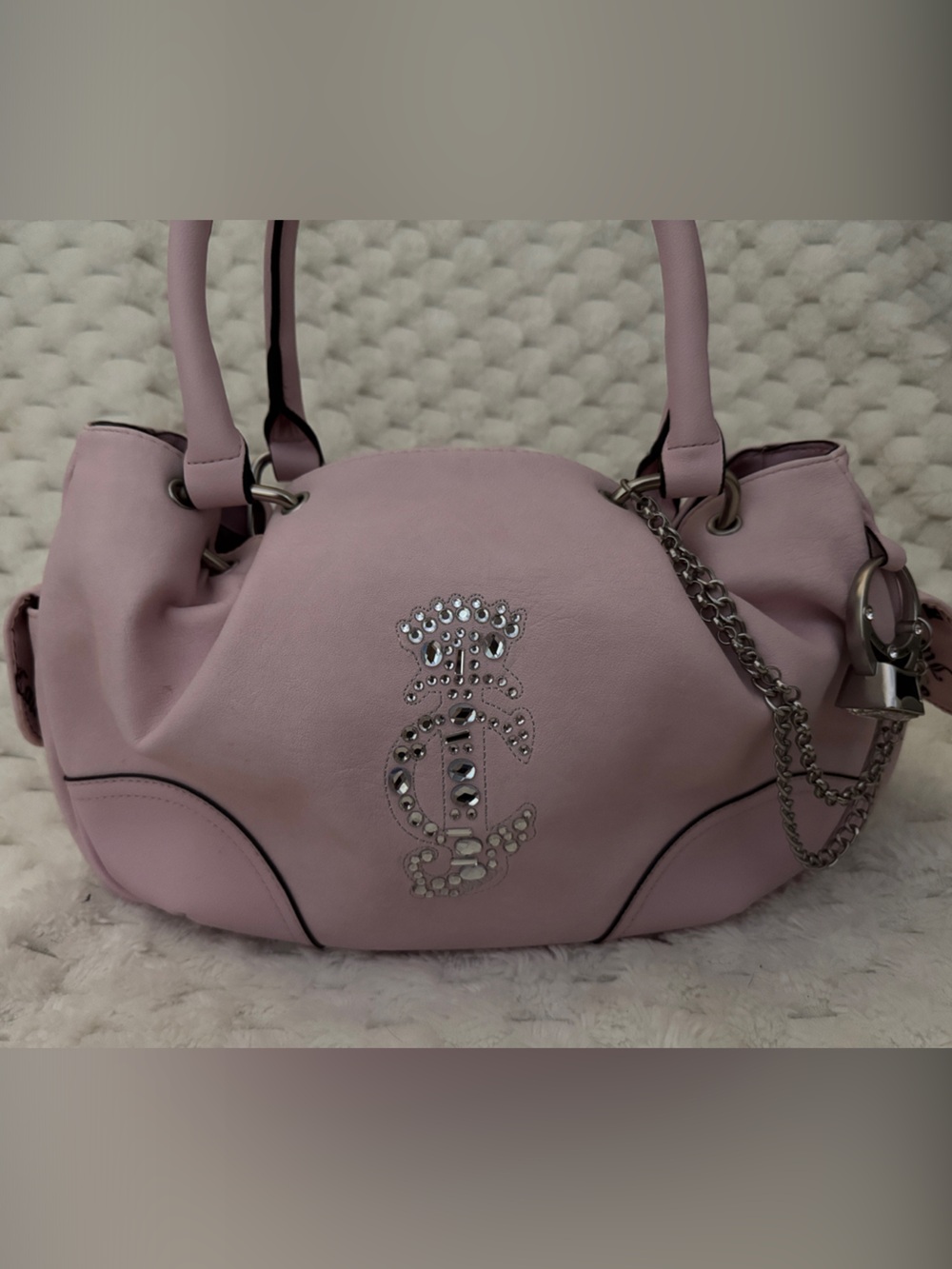 Pink Juicy Studded Leather Shoulder Bag